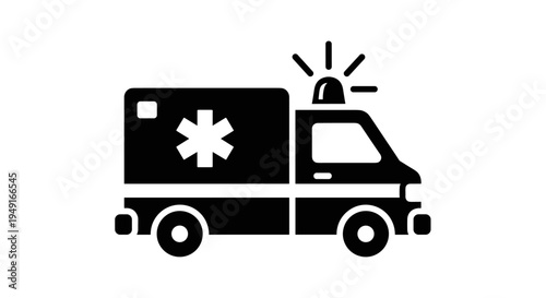 Ambulance Icon - Emergency Medical Vehicle Healthcare Symbol.