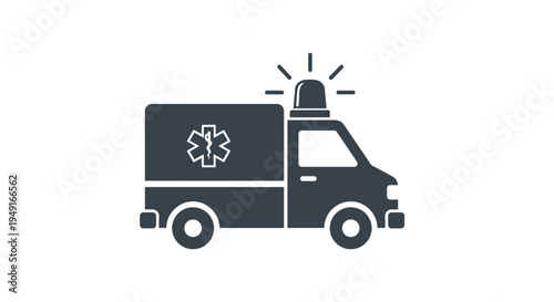 Ambulance Icon Emergency Medical Vehicle with Star of Life.