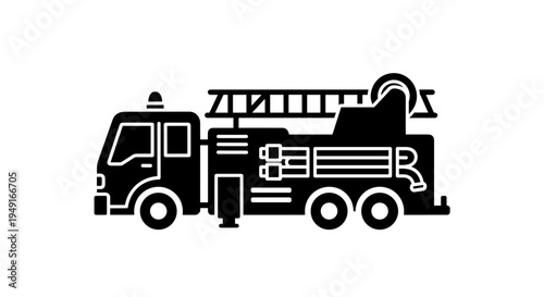 Fire Truck Icon Silhouette Emergency Vehicle Firefighter Rescue Service.