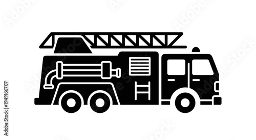 Fire Truck Icon - Emergency Vehicle Firefighter Equipment Rescue Service.