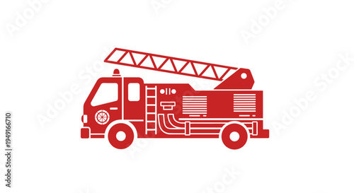 Red Fire Truck Icon Emergency Vehicle Firefighter Service.