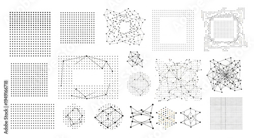 Abstract geometric patterns and network connections.