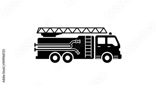 Fire Truck Icon - Emergency Vehicle Silhouette.
