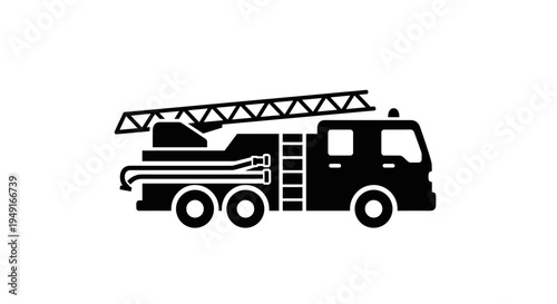 Fire Truck Icon - Emergency Vehicle Firefighter Equipment Safety.