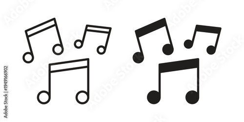 Music icon with editable stroke and solid design vectors
