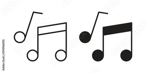 Music icon with editable stroke and solid design vectors