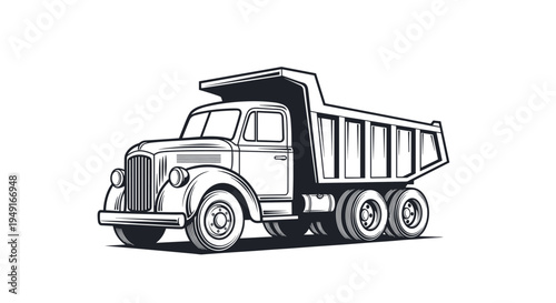 Vintage Dump Truck - Retro Construction Vehicle Heavy Duty Transport.