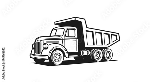 Vintage Dump Truck - Retro Construction Vehicle Graphic.