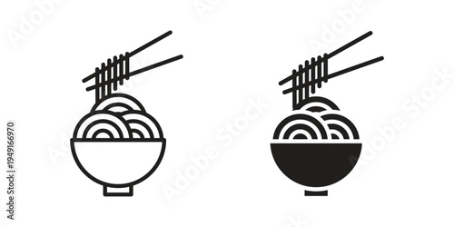 Noodles icon with editable stroke and solid design vectors