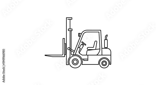 Forklift Truck Outline Icon - Warehouse Vehicle for Logistics and Material Handling.