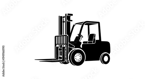 Forklift Truck Silhouette Icon Industrial Vehicle Logistics Symbol.