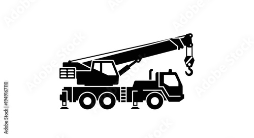 Mobile Crane Icon Construction Vehicle Silhouette.