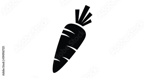 A simple black silhouette illustration depicting a carrot vegetable