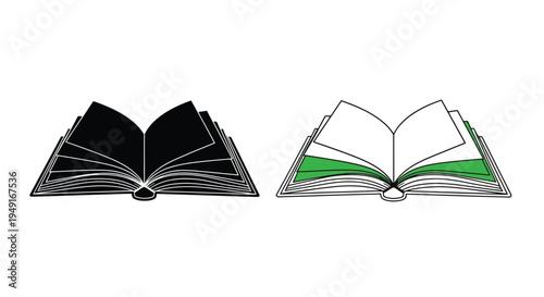 Two open books one dark one light representing contrasting concepts