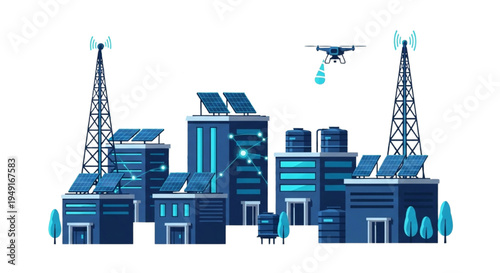 Smart city technology with drone delivery and renewable energy infrastructure