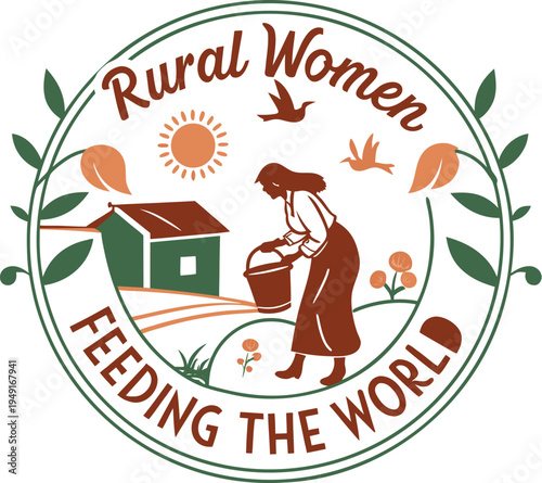 Rural Women Feeding the World Logo with Agricultural 