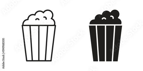 Popcorn icon with editable stroke and solid design vectors
