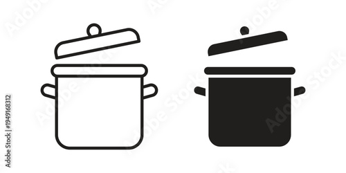 Pot icon with editable stroke and solid design vectors