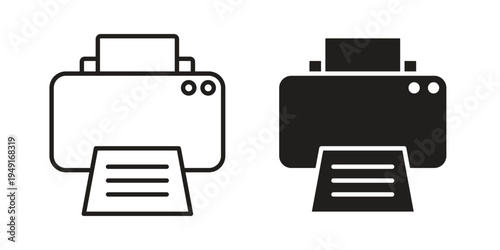 Print icon with editable stroke and solid design vectors