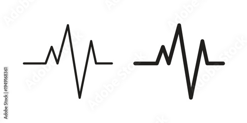 Pulse icon with editable stroke and solid design vectors