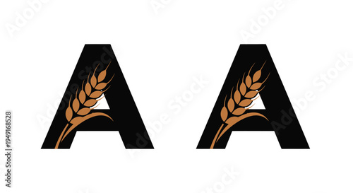 Two stylized letter a logos featuring wheat stalks inside the form