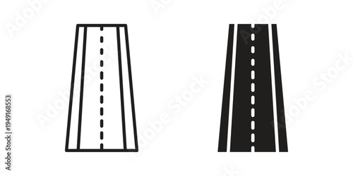 Road icon with editable stroke and solid design vectors