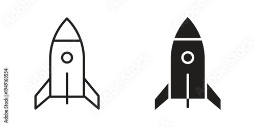 Rocket launch icon with editable stroke and solid design vectors