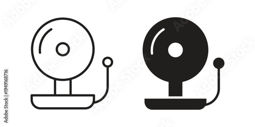 School bell icon with editable stroke and solid design vectors