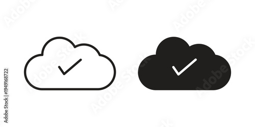 Saved to drive icon with editable stroke and solid design vectors