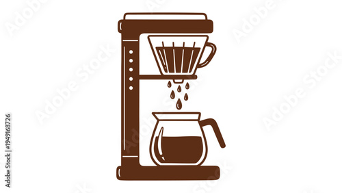 Coffee Maker's Brew: Capturing the essence of a simple yet elegant manual pour-over coffee maker in action, dripping fresh, aromatic coffee into a glass carafe.