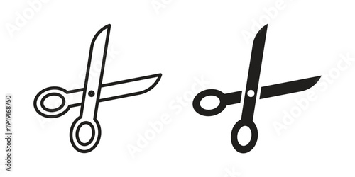 Scissors icon with editable stroke and solid design vectors