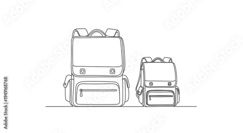 Two school backpacks depicted in a continuous line drawing style