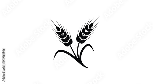 Black silhouette illustration of wheat stalks with detailed grain heads