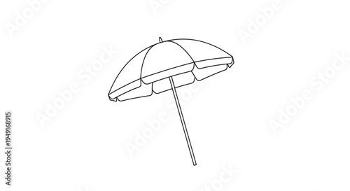 Line drawing of a classic beach umbrella on a white background