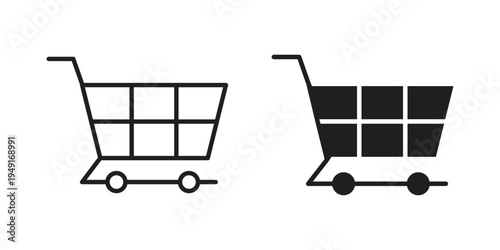 Shopping icon with editable stroke and solid design vectors