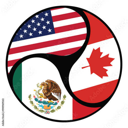 United States, Canada and Mexico Flags 2026 