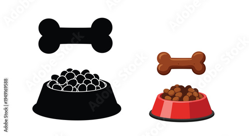 Dog food and bone illustrations a comparative visual representation