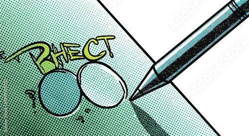 Creative storytelling and brand strategy development concept in a dynamic pop-art comic book macro style for B2B agencies