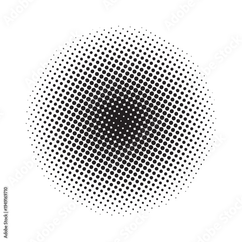 Abstract Halftone Dots Gradient Background – Black and White Vector Texture