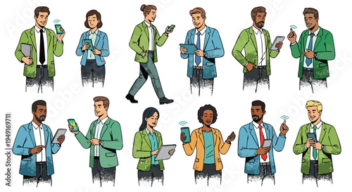 Multicultural Professional Character Set for SaaS Marketing Digital Transformation and Modern B2B Corporate Communications