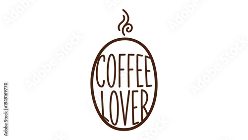 Coffee Lover Emblem: An artistic coffee bean emblem with COFFEE LOVER inscribed, representing passion and appreciation for the beloved beverage.