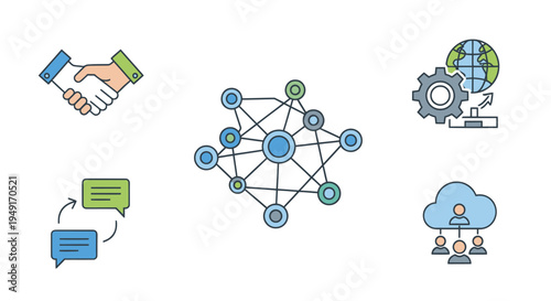 Global Startup Collaboration Icon Bundle for Business Partnership and Innovation Network