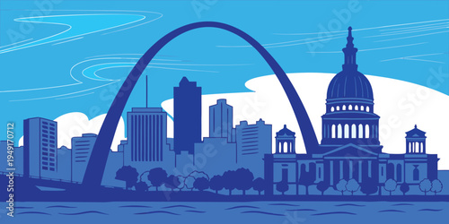 St. Louis Missouri Urban Skyline Silhouette Cityscape