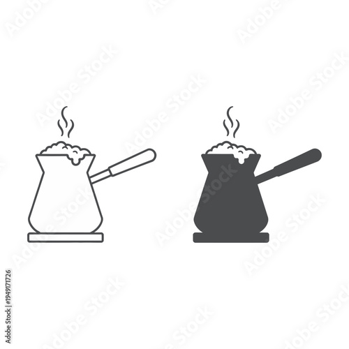 Vector illustration of a steaming Turkish coffee pot