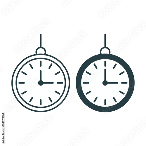 Vector illustration of two old-fashioned stopwatches hanging side by side