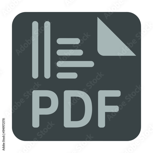 A square vector icon featuring a PDF document symbol