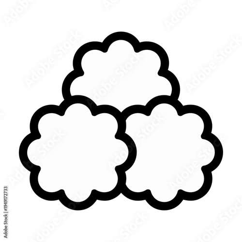 A vector illustration of three fluffy clouds stacked together