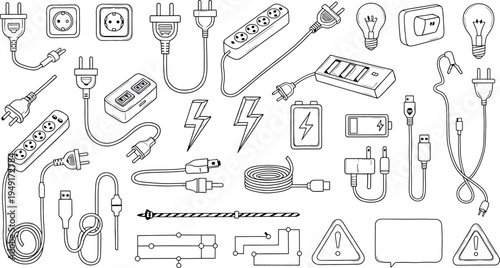 Collection of various tools and objects isolated on transparent background