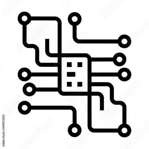 A vector illustration of a circuit board with interconnected lines