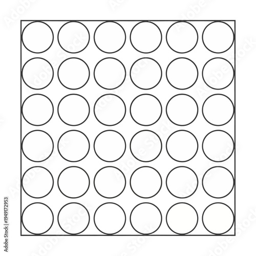 A Vector grid of perfectly aligned circles in a square frame